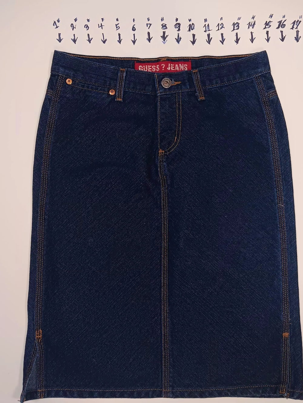 Guess Vintage Denim Skirt Dark Blue Denim Jeans
